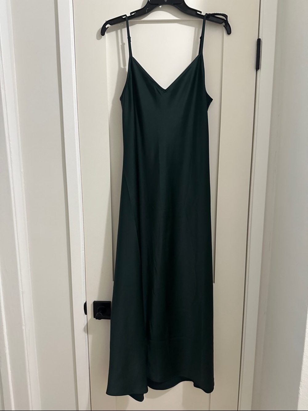 House of Harlow 1960 Dark Green Satin Maxi Slip Dress with crop sweater top